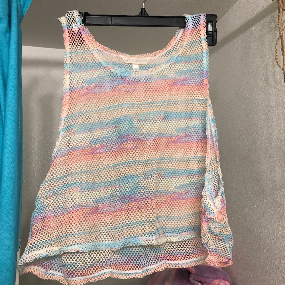 Fun Victoria’s Secret colorful mesh crop tank